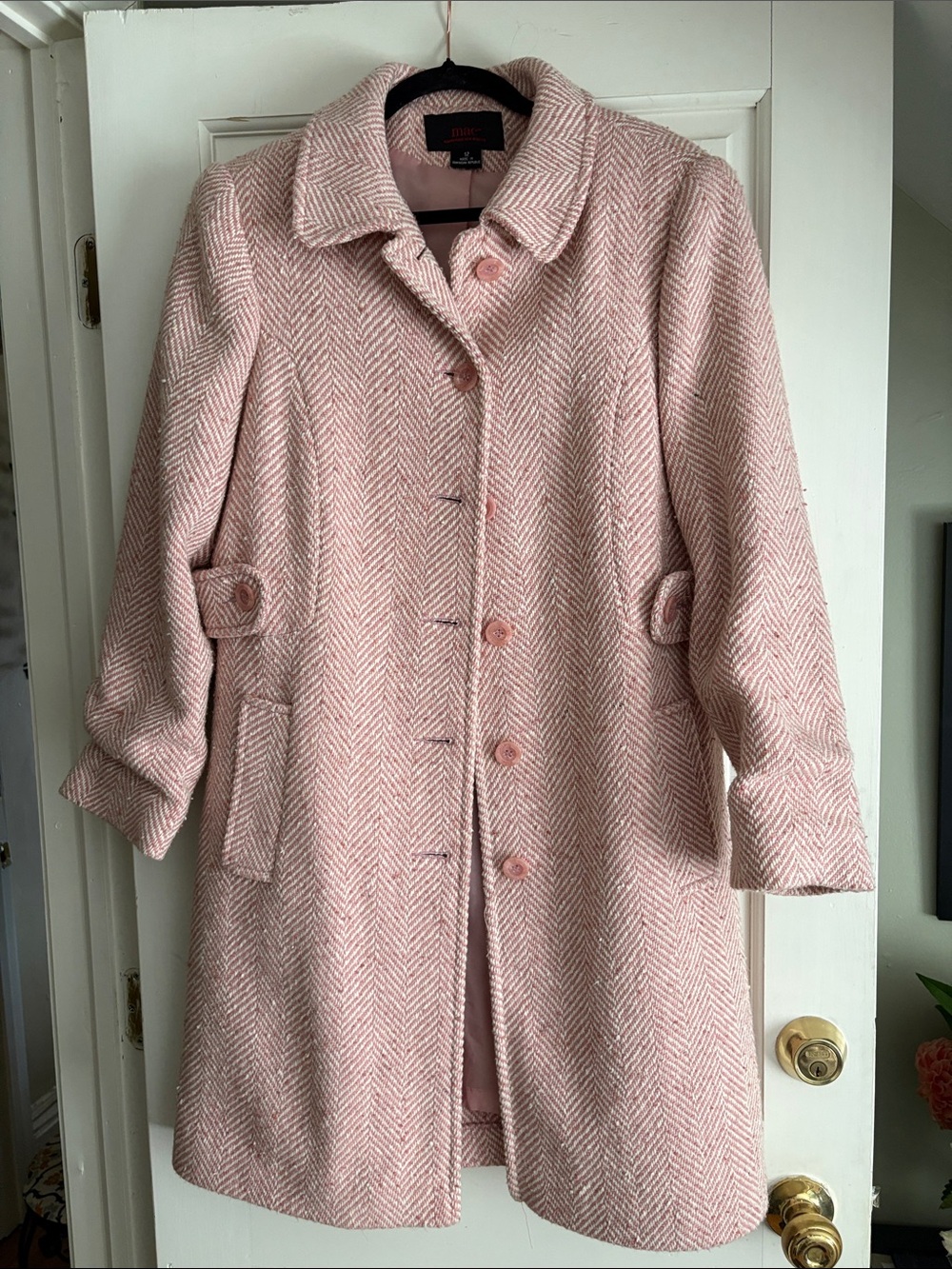 Jones New York Blush Pink Herringbone Pea Coat